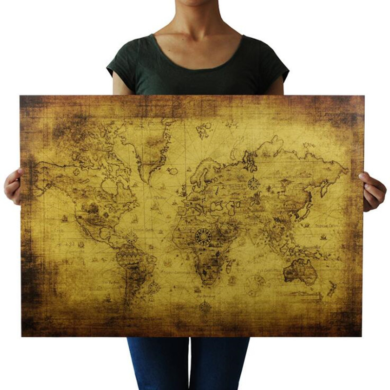 Star Map Poster - 대형 72.5X51.5cm 빈티지 올드 월드지도 포스터